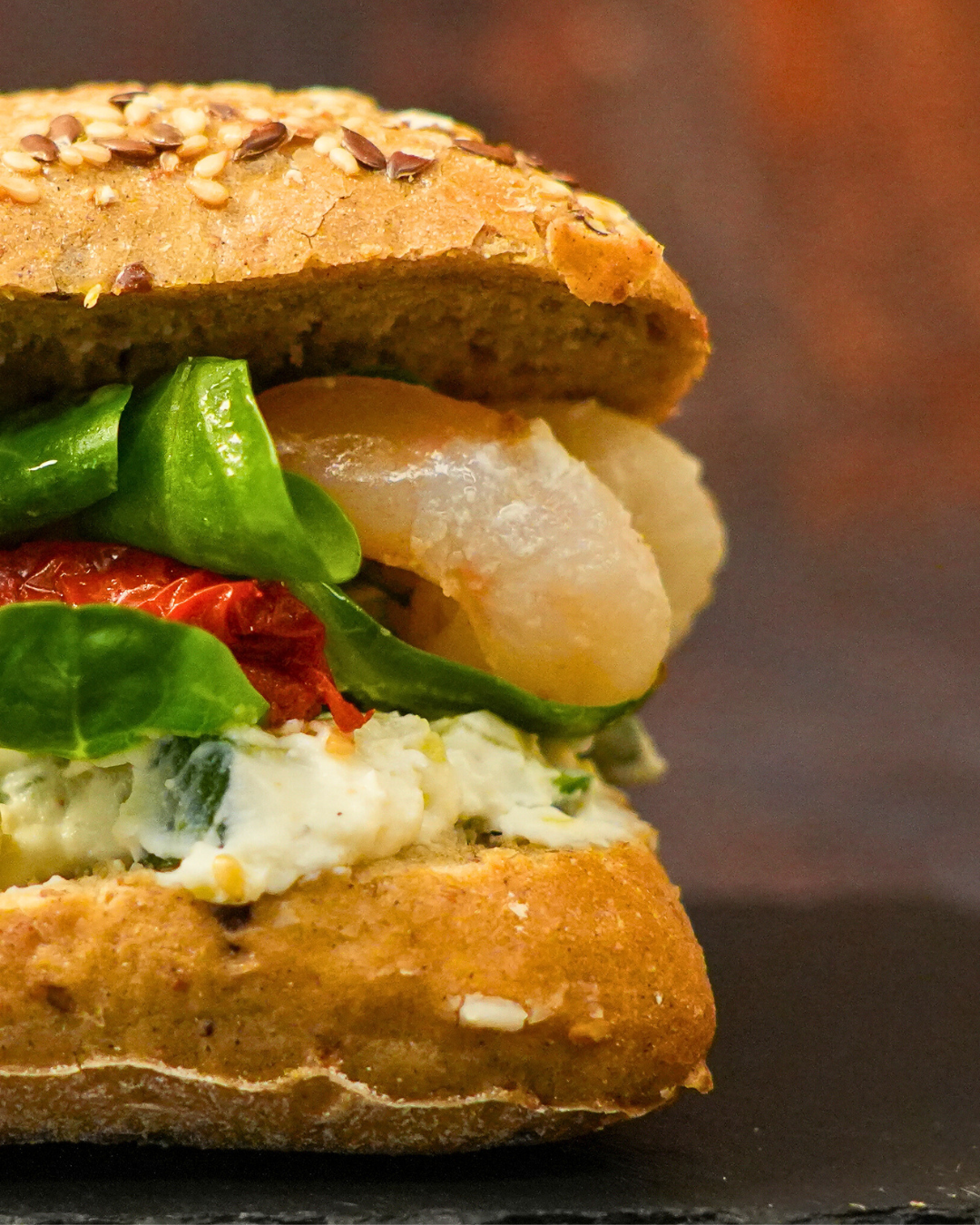Sandwich du mois – Körnli aux scampi & ricotta, tomates séchées